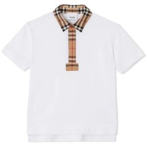 Burberry Kids vintage White Polo Shirt with Check Collar 18 months